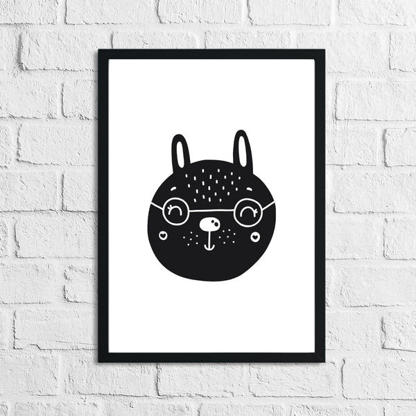 Scandinavian Bunny Glasses Children's Nursery Room Wall Decor Print