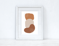 Beige & Terracotta Brown Abstract 6 Colour Shapes Home Wall Decor Print