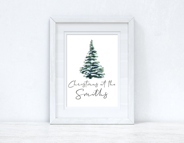 Personalised Christmas At The Surname Tree 2021 Winter Christmas Seasonal Wall Home Decor Print