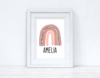 Personalised Earthy Pinks Rainbow Name Boho Children's Room Wall Bedroom Decor Print