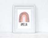 Personalised Earthy Pinks Rainbow Name Boho Children's Room Wall Bedroom Decor Print