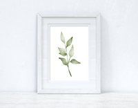 Greens Watercolour Leaves 5 Bedroom Home Wall Decor Print