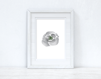 Grey Green Watercolour Flower 2 Bedroom Home Wall Decor Print