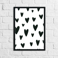 Scandinavian Heart Pattern Children's Nursery Bedroom Wall Decor Print