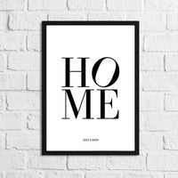 Personalised Names HOME Simple New Home Wall Decor Print