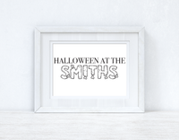 Personalised Halloween At The (Surname) Autumn Seasonal Wall Home Decor Print