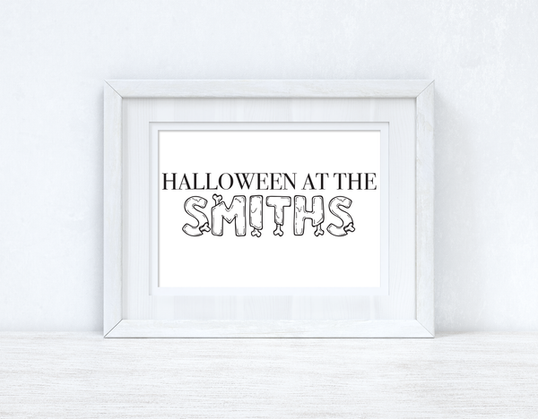 Personalised Halloween At The (Surname) Autumn Seasonal Wall Home Decor Print