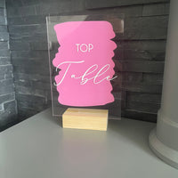 Table Numbers For Wedding Circle Or Rectangle Acrylic Plaque Sign With Wooden Base