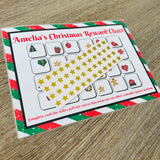 Personalised Name Christmas Reward Chart Santa Winter Christmas Seasonal Wall Home Decor Print - Laminated With Gold Stars