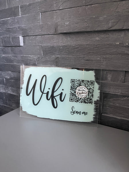 Custom Wifi QR Code Scan Me Painted Clear Acrylic 10x15cm Magnetic Plaque Sign