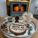 Custom Wording Autumn Seasonal Assorted Designs Wooden Log Disc