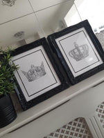 King & Queen Crown Couple Black Set Of 2 Bedroom Prints