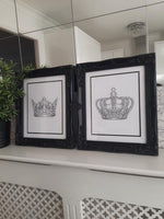 King & Queen Crown Couple Black Set Of 2 Bedroom Prints