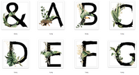 Watercolour Jungle Black Green Golds Alphabet Letter Bedroom Home Wall Decor Print