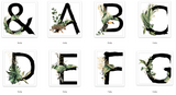 Watercolour Jungle Black Green Golds Alphabet Letter Bedroom Home Wall Decor Print