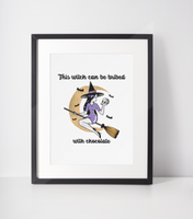 This Witch Can Be Bribed Autumn Halloween Seasonal Wall Home Decor Print