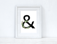 Watercolour Jungle Black Green Golds Alphabet Letter Bedroom Home Wall Decor Print