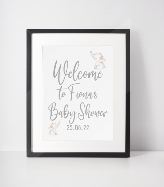 Personalised Welcome To Any Name Baby Shower Any Colour Wording Elephant Decor Print