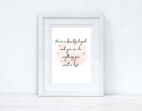 You're A Beautiful Girl Rose Gold Watercolour Inspirational Wall Home Decor Print