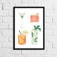 4 Cocktails Drink Alcohol Wall Decor Print