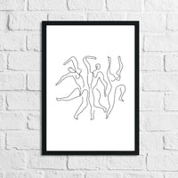 Dancing Bodies Fine Line Work Bedroom Home Bathroom Wall Decor Print