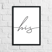 His & Hers Couple Black Set Of 2 Bedroom Prints