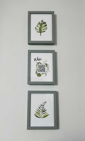 Personalised Wifi Greenery Scan Me! Wifi QR Scan Home Wall Decor Print