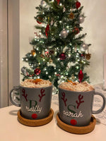 Personalised DIY Set Of 2 Create Reindeer Initial Name Christmas Cup Latte Coffee Glass Sticker Labels