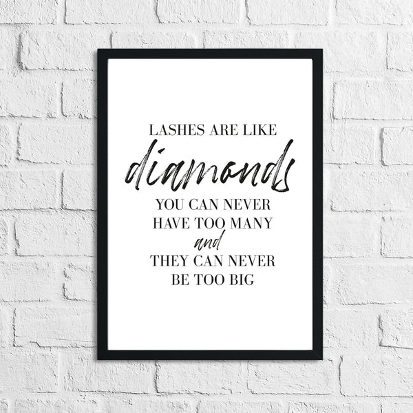 Lashes Are Like Diamonds Dressing Room Simple Wall Decor Print