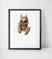 Baby Sloth New Hanging Animal Nursery Children's Room Wall Decor Print