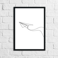 Simple Paper Plane Line Work Bedroom Wall Decor Print