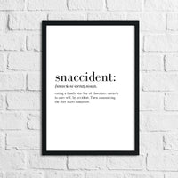 Snaccident Definition Kitchen Funny Simple Wall Decor Print